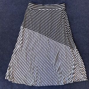 INC International Concepts Skirt Womens Large Black White Mariner Stripe A-Line